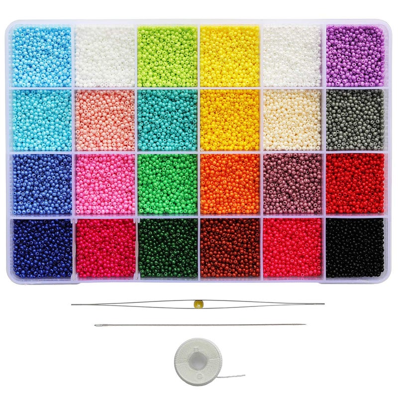 BALABEAD 2mm Round Size Almost Uniform Seed Beads for Making Earring, About 20000pcs in Box 24 Pearled Color 12/0 Small Seed Beads (850pcs/Color, 24 Colors) - Image 1